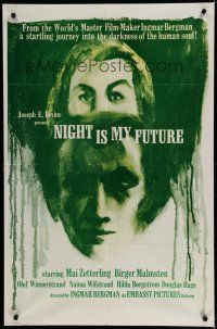 7c380 NIGHT IS MY FUTURE 1sh '62 Ingmar Bergman's Musik I morker, Swedish, cool artwork!