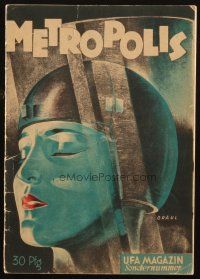 7c311 METROPOLIS German program book '27 Fritz Lang, classic Werner Graul robot color cover art!