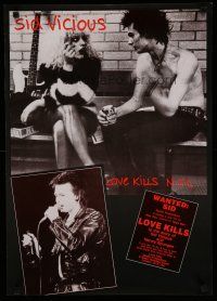 7c117 SID & NANCY English 19x27 '86 classic directed by Alex Cox, Love Kills N.Y.C. Sid wanted!