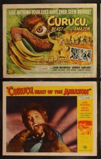 7c393 CURUCU, BEAST OF THE AMAZON 8 LCs '56 Reynold Brown monster art + cool horror scenes!