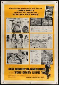7d128 YOU ONLY LIVE TWICE linen 40x60 '67 Sean Connery, cool guns, girls & gadgets Esquire tie-in!