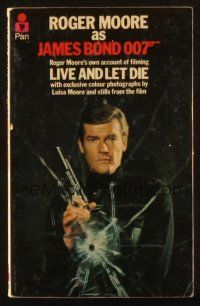 7d235 LIVE & LET DIE 1st movie edition English paperback book '73 film journal by Roger Moore!