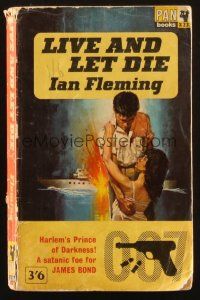 7d232 LIVE & LET DIE 10th printing English Pan paperback book '63 James Bond novel by Ian Fleming!