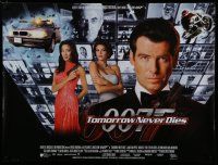 7d386 TOMORROW NEVER DIES DS British quad '97 Pierce Brosnan as 007, Michelle Yeoh, Teri Hatcher!
