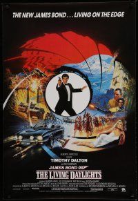 7d368 LIVING DAYLIGHTS English 1sh '87 Timothy Dalton as James Bond, art montage by Brian Bysouth!