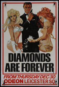 7d189 DIAMONDS ARE FOREVER linen teaser English double crown '71 McGinnis art of Connery as Bond!
