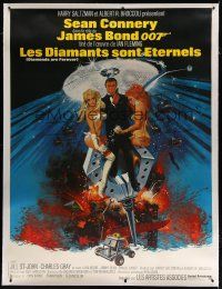 7d194 DIAMONDS ARE FOREVER linen French 1p '71 art of Sean Connery as James Bond by Robert McGinnis!