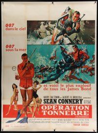 7d114 THUNDERBALL linen French 1p '65 art of Sean Connery as James Bond 007 by McGinnis & McCarthy!
