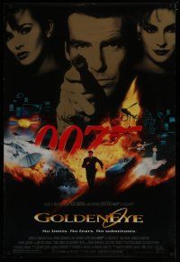 7d381 GOLDENEYE DS 1sh '95 Pierce Brosnan as Bond, Isabella Scorupco, sexy Famke Janssen!