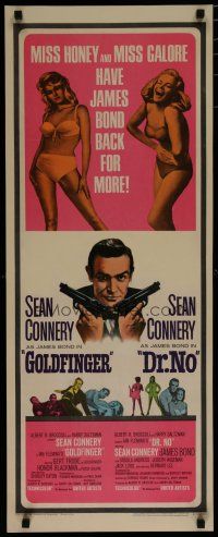 7d095 GOLDFINGER/DR. NO insert '66 Sean Connery as James Bond, plus sexy Miss Honey & Miss Galore!