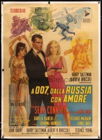 7d042 FROM RUSSIA WITH LOVE linen Italian 1p '64 Sean Connery as James Bond, different Ciriello art