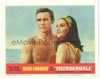 7d103 THUNDERBALL LC #2 '65 c/u of barechested Sean Connery as James Bond & sexy Claudine Auger!