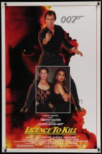 7d375 LICENCE TO KILL 1sh '89 Timothy Dalton as James Bond, sexy Carey Lowell & Talisa Soto!