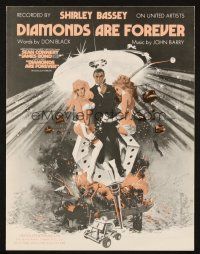 7d198 DIAMONDS ARE FOREVER English sheet music '71 James Bond, the title song by Shirley Bassey!