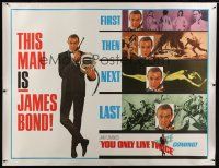 7d130 YOU ONLY LIVE TWICE linen teaser subway poster '67 art of Connery + other 007 movies, rare!