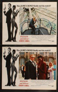 7d357 VIEW TO A KILL set of 8 English LCs '85 Roger Moore as James Bond, Walken, Grace Jones!