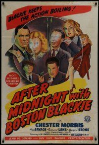 7e164 AFTER MIDNIGHT WITH BOSTON BLACKIE Aust 1sh '43 Chester Morris, Ann Savage, Stone!
