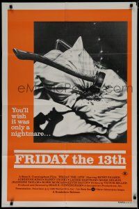 7e183 FRIDAY THE 13th Aust 1sh '80 Joann art of axe in pillow, wish it was a nightmare!