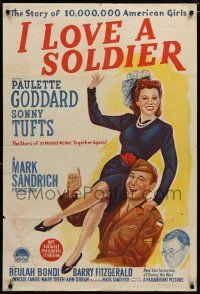 7e208 I LOVE A SOLDIER Aust 1sh '44 Sonny Tufts in uniform holds Paulette Goddard, Fitzgerald!