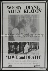 7e225 LOVE & DEATH Aust 1sh '75 Woody Allen & Diane Keaton romantic kiss close up!