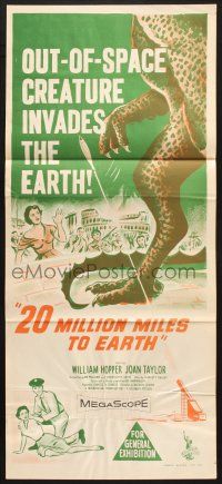 7e715 20 MILLION MILES TO EARTH Aust daybill '57 creature invades the Earth, monster artwork!