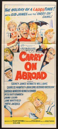 7e763 CARRY ON ABROAD Aust daybill '72 Sidney James, Kenneth Williams, English sex!