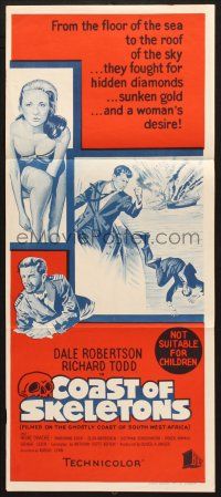 7e773 COAST OF SKELETONS Aust daybill '65 Edgar Wallace, Dale Robertson, sexy Marianne Koch!
