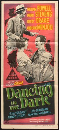 7e780 DANCING IN THE DARK Aust daybill '49 William Powell, Betsy Drake, Mark Stevens, different!