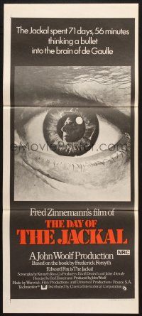 7e781 DAY OF THE JACKAL Aust daybill '73 Fred Zinnemann assassination classic, best eyeball art!