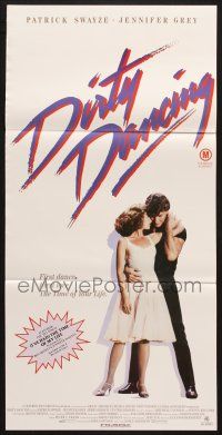7e786 DIRTY DANCING Aust daybill '87 classic image of Patrick Swayze & Jennifer Grey in embrace!