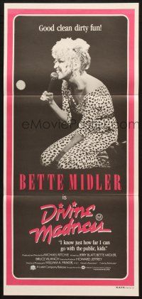 7e790 DIVINE MADNESS Aust daybill '80 image of Bette Midler, good clean dirty fun!