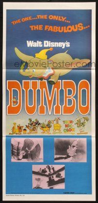 7e792 DUMBO Aust daybill R76 colorful art from Walt Disney circus elephant classic!