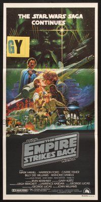 7e796 EMPIRE STRIKES BACK Aust daybill '80 George Lucas sci-fi classic, art by Noriyoshi Ohrai!