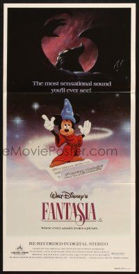 7e799 FANTASIA Aust daybill R82 image of Mickey Mouse & others, Disney musical cartoon classic!