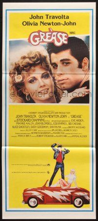 7e819 GREASE yellow style Aust daybill '78 John Travolta & Olivia Newton-John, classic!