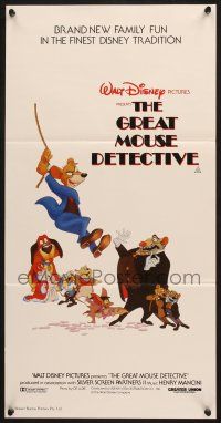7e821 GREAT MOUSE DETECTIVE Aust daybill '86 Walt Disney's crime-fighting Sherlock Holmes cartoon!