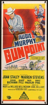 7e823 GUNPOINT Aust daybill '66 different artwork of cowboy Audie Murphy with rifle!