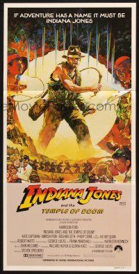 7e839 INDIANA JONES & THE TEMPLE OF DOOM Aust daybill '84 art of Harrison Ford by Mike Vaughan!
