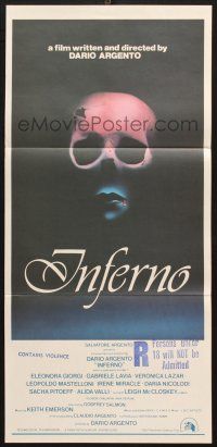 7e840 INFERNO Aust daybill '80 Dario Argento horror, cool skull & bleeding mouth image!