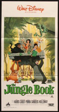 7e846 JUNGLE BOOK Aust daybill R86 Walt Disney cartoon classic, great image of Mowgli & friends!