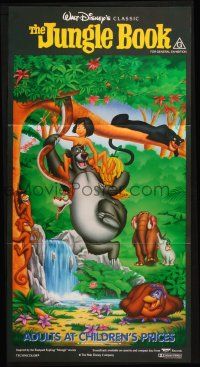 7e847 JUNGLE BOOK Aust daybill R90s Walt Disney cartoon classic, great image of Mowgli & friends!