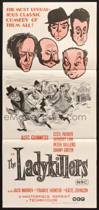 7e852 LADYKILLERS Aust daybill R72 cool art of guiding genius Alec Guinness, gangsters!