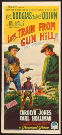 7e853 LAST TRAIN FROM GUN HILL Aust daybill '59 Kirk Douglas, Anthony Quinn, Richardson Studio art