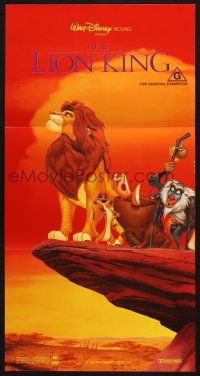 7e863 LION KING red style Aust daybill '94 classic Disney, Simba, Timon & Pumbaa on Pride Rock!