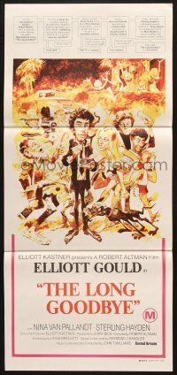 7e864 LONG GOODBYE Aust daybill '73 art of Elliott Gould as Philip Marlowe by Jack Davis!