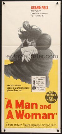 7e870 MAN & A WOMAN Aust daybill '68 Claude Lelouch's Un homme et une femme, Anouk Aimee!