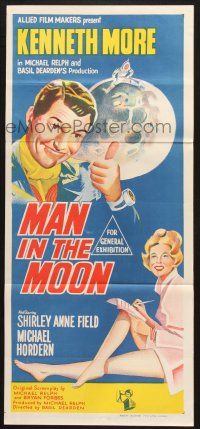 7e872 MAN IN THE MOON Aust daybill '61 Kenneth More, Shirley Anne Field, sci-fi art!