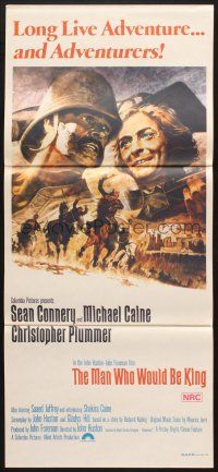 7e874 MAN WHO WOULD BE KING Aust daybill '75 art of Sean Connery & Michael Caine by Tom Jung!