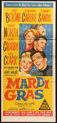 7e877 MARDI GRAS Aust daybill '58 Pat Boone, Christine Carere, Tommy Sands, Sheree North!