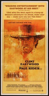 7e900 PALE RIDER Aust daybill '85 great artwork of cowboy Clint Eastwood by C. Michael Dudash!